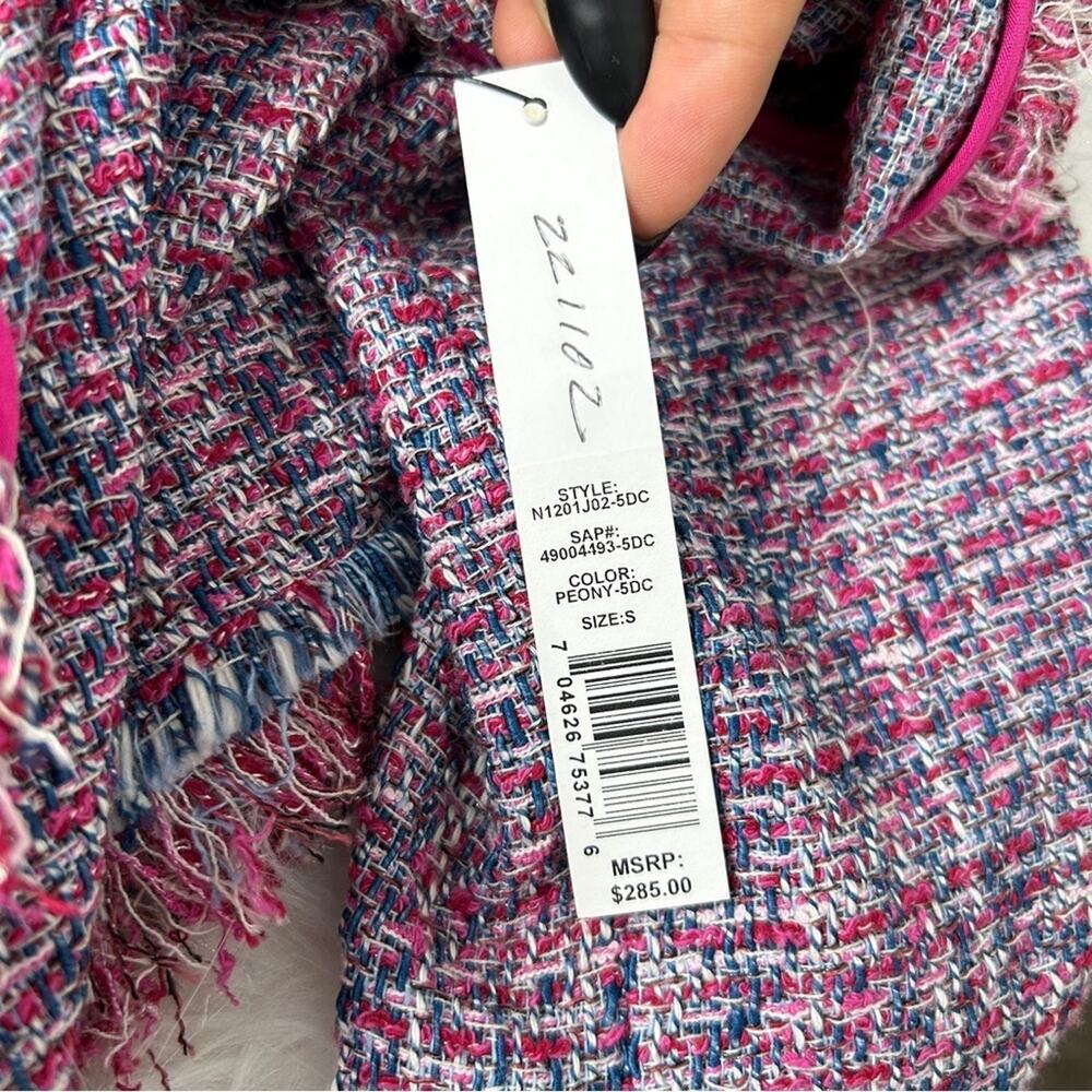 ROBBI & NIKKI Tweed Blazer Jacket Womens Small Pink Maximalist Office Fun Funky - Picture 7 of 9